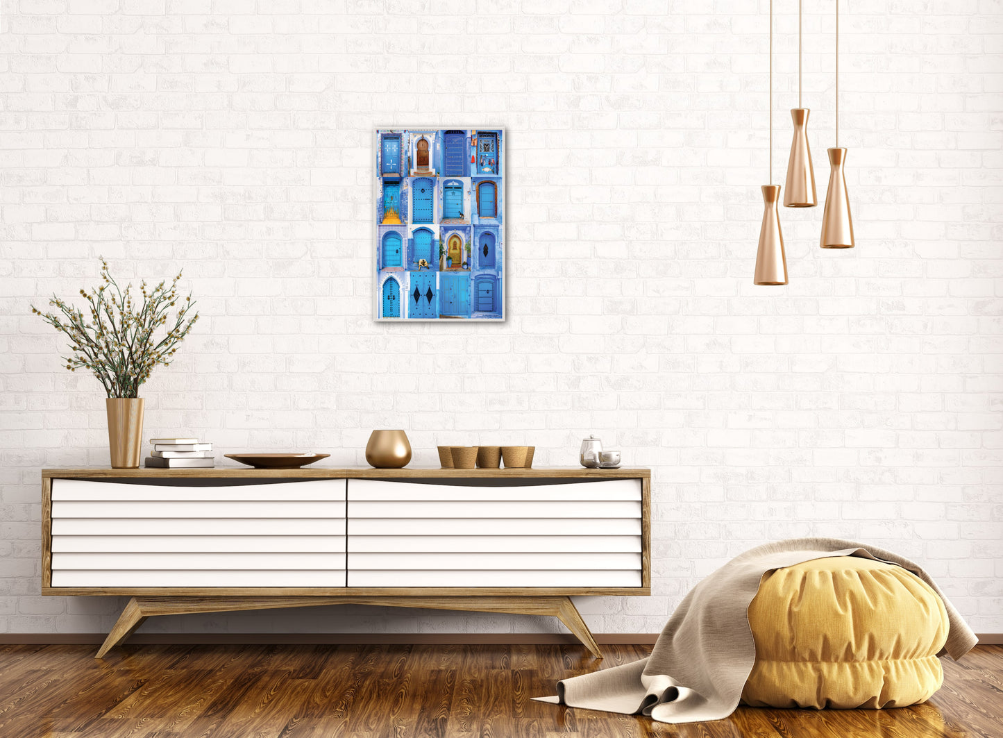 Morocco Chefchaouen Doors Collage Poster V.1 Full Print, Travel Print, Art Print, Travel Poster, Home Decor