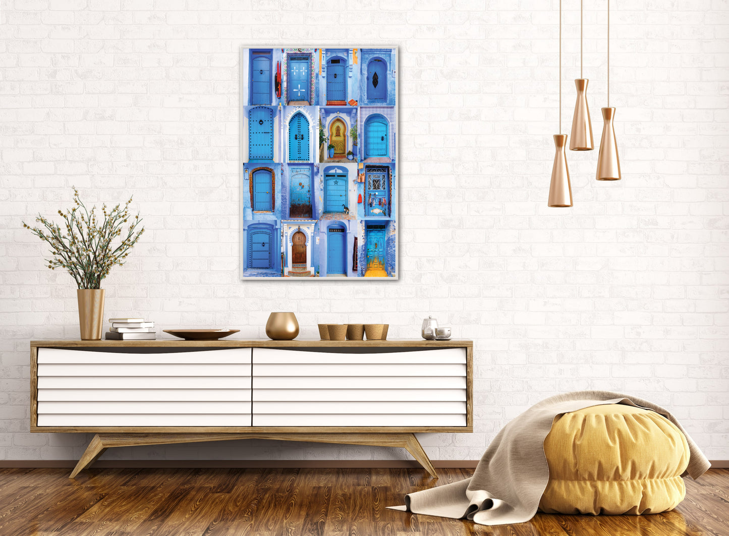 Morocco Chefchaouen Doors Collage Poster V.2 Full Print, Travel Print, Art Print, Travel Poster, Home Decor